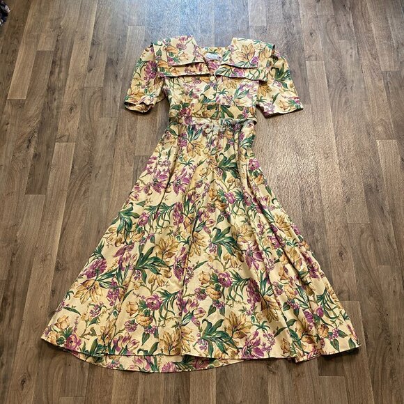 Vintage E.D. Michaels by Melanie Drucker Floral A Line Dress Cottagecore - Picture 1 of 11
